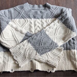 Gray and Cream Woman’s  Sweater